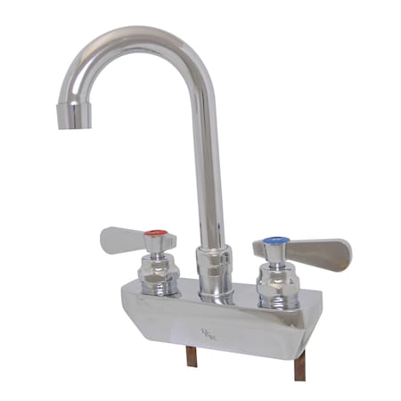 Bk Resources Optiflow Solid Body Faucet, 3" Gooseneck Spout, 8" O.C. Splash Mount BKF-4SM2-3G-G